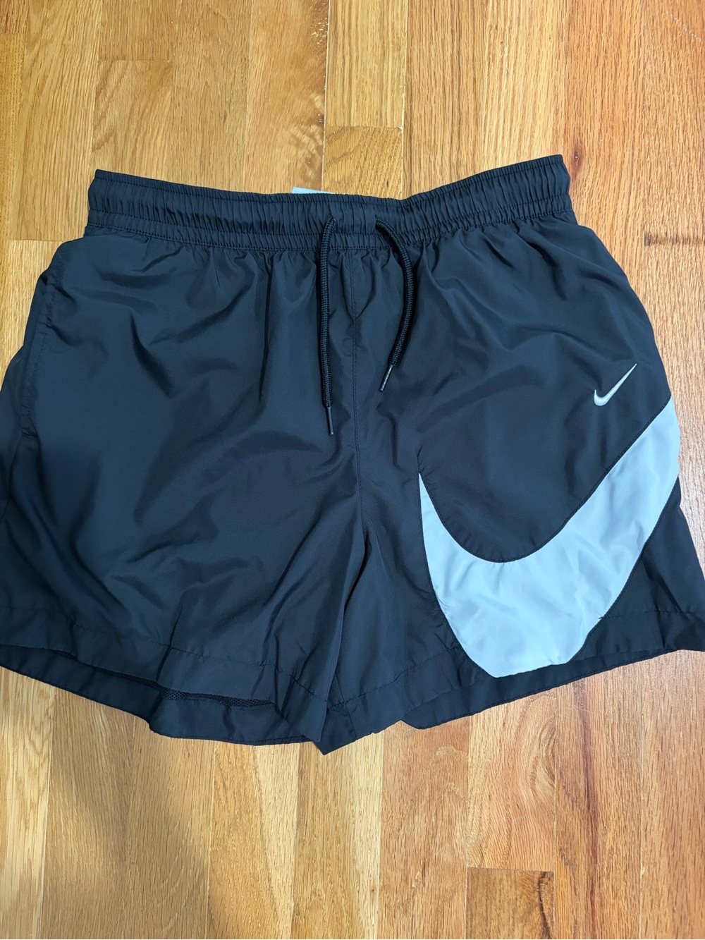 Nike Women's Black Running Shorts with Light-Gray Swoosh Accent